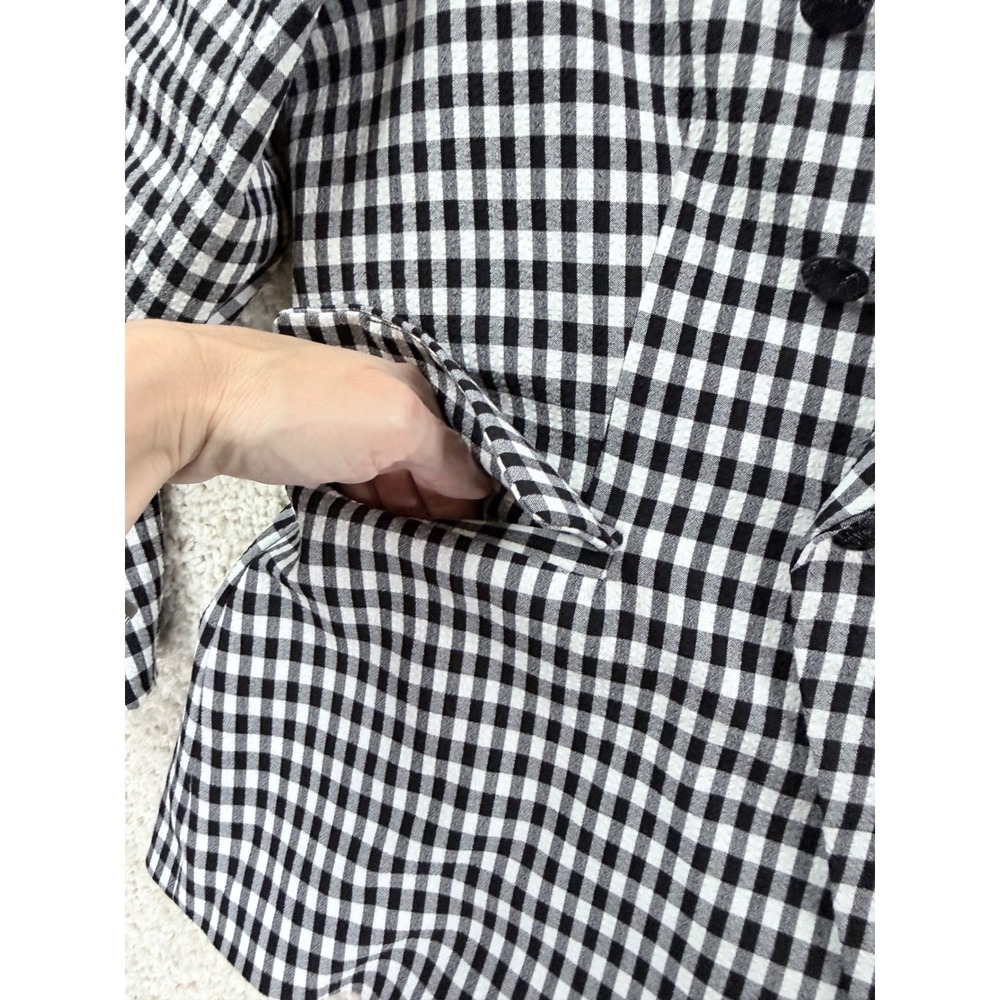 Anthropology Maison d'Amélie Blazer Large Black White Gingham Double Breasted - Picture 7 of 12